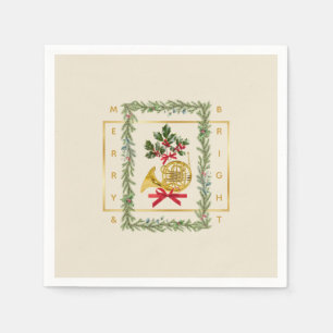 Elegant French Horn Christmas Irish Cream Paper Napkin