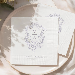 Elegant French Lavender Floral Crest Wedding Napkin