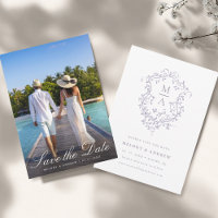 Elegant French Lavender Floral Crest Wedding Photo