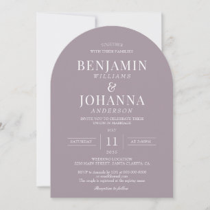 Elegant French Lilac Arch Wedding Invitation