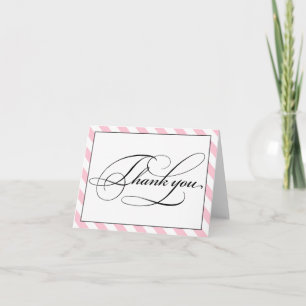 Elegant French Pink Script Thank You Note Card