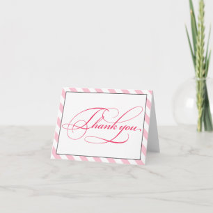 Elegant French Pink Script Thank You Note Card