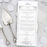 Elegant French Rococo Floral Frame Menu<br><div class="desc">This classic suite of historic decorative designs is inspired by the 18th century etchings of French court painter Alexis Peyrotte,  featuring light grey on white acanthus leaves,  ornate scrolls,  flowers and trees. Includes editable text fields for your menu options.</div>