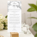 Elegant French Rococo Floral  Menu<br><div class="desc">This classic suite of historic decorative designs is inspired by the 18th century etchings of French court painter Alexis Peyrotte,  featuring light grey on white acanthus leaves,  ornate scrolls,  flowers and trees. Includes editable text fields for your menu options.</div>