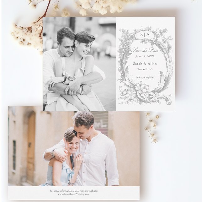 Elegant French Rococo Floral Photo Save The Date (Creator Uploaded)