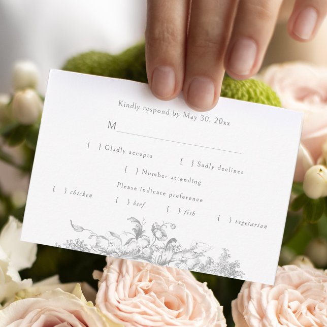 Elegant French Rococo Floral RSVP Card (Creator Uploaded)