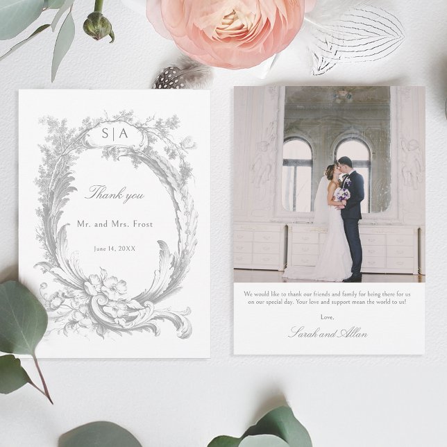 Elegant French Rococo Floral Thank You Card (Creator Uploaded)