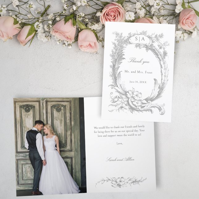 Elegant French Rococo Floral Thank You Card (Creator Uploaded)