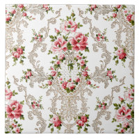 Elegant French Rococo Floral-White Background