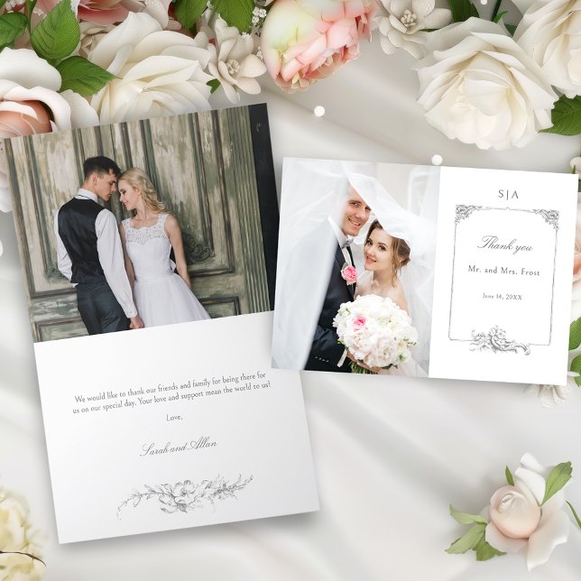Elegant French Rococo Frame Photo Thank You Card (Creator Uploaded)