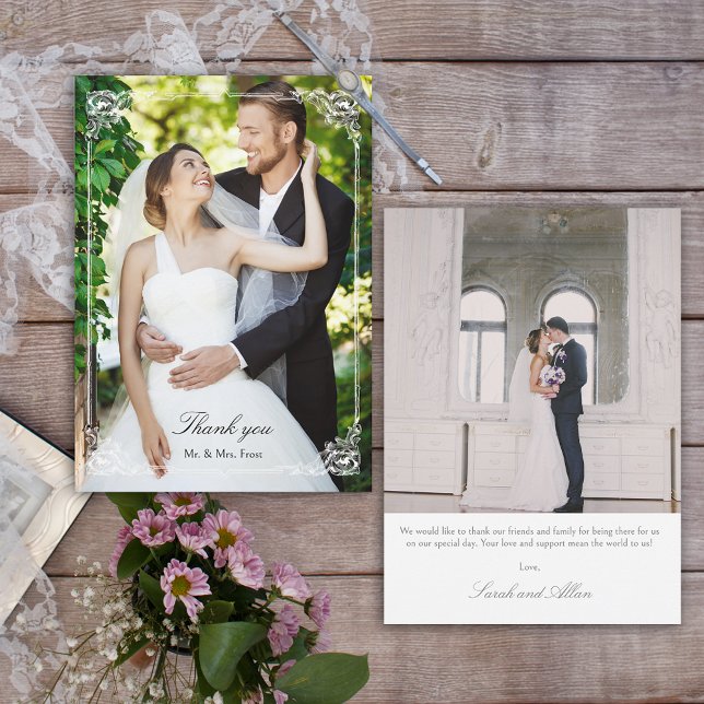 Elegant French Rococo Frame Photo Thank You Card (Creator Uploaded)