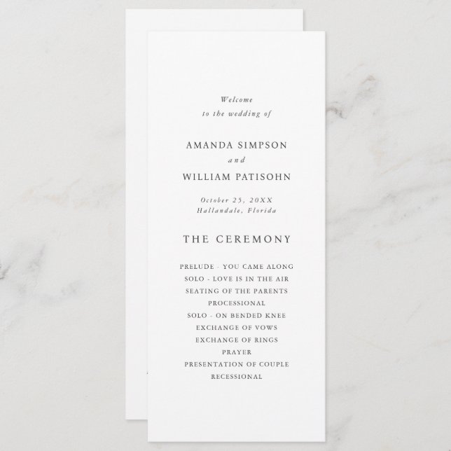 Elegant French Roses Garden Toile Wedding Ceremony Programme (Front/Back)