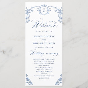 Elegant French Roses Garden Toile Wedding Ceremony Programme