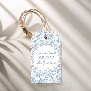 Elegant French toile blue baby shower favour Gift Tags