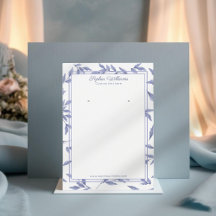 Elegant french toile blue earring display card