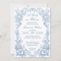 Elegant French toile chinoiserie blue baby shower