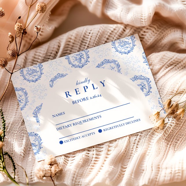 Elegant French Toile Graduation Party RSVP Card (Creator Uploaded)