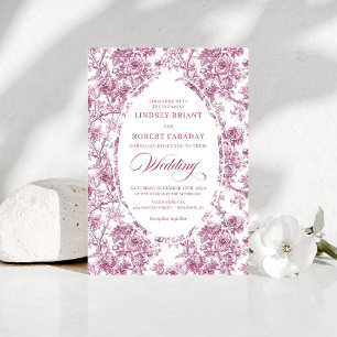 Elegant French Toile Rose Pattern Wedding Invite