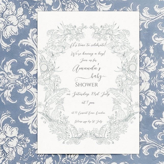 Elegant French Tropical Floral Baby Shower Invitation (Creator Uploaded)