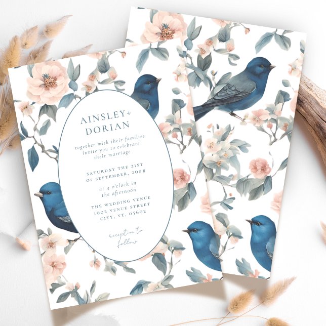Elegant French Vintage Blue Chinoiserie Wedding Invitation (Creator Uploaded)
