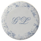 Elegant French Vintage Blue Floral Jouy