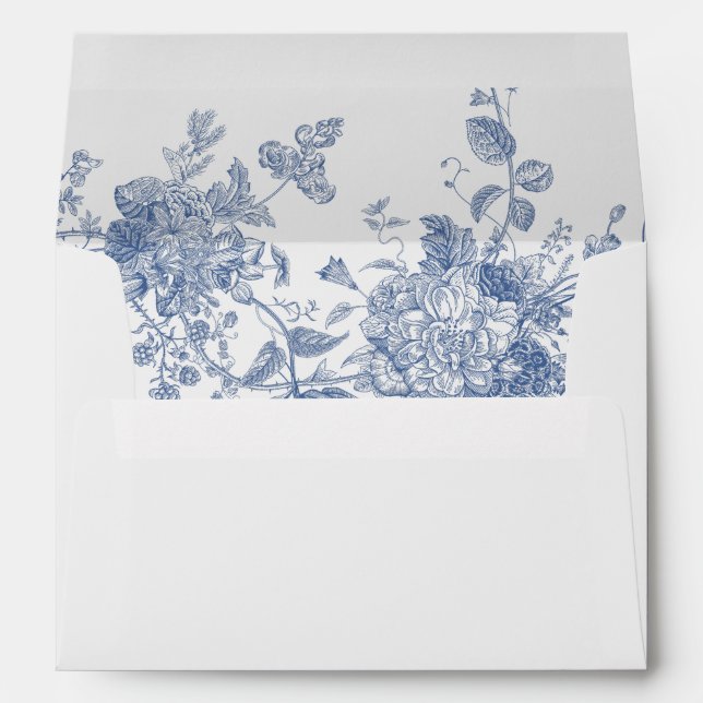 Elegant French Vintage Blue Floral Jouy Envelope (Back (Bottom))