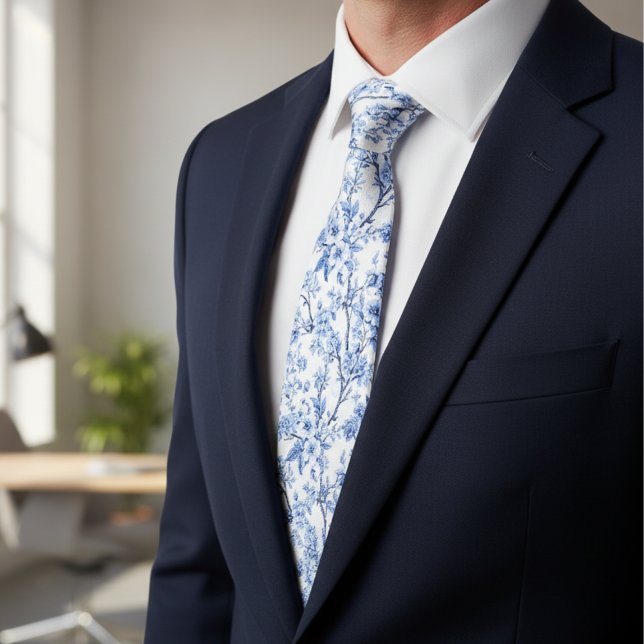 Elegant French Vintage Blue Floral Tie (Creator Uploaded)
