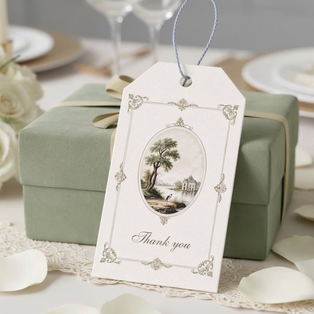 Elegant French Vintage Chateau Wedding Gift Tag (Creator Uploaded)