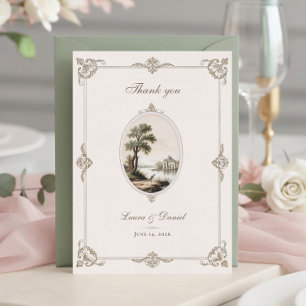 Elegant French Vintage Chateau Wedding Thank You Card