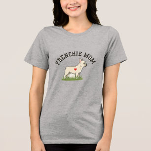Elegant Frenchie Mom Illustration - Minimalist Cre Tri-Blend Shirt