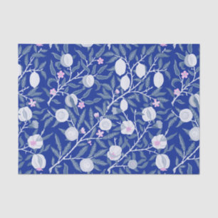 Elegant Fresh Blue Lemon vines pattern Tissue Paper