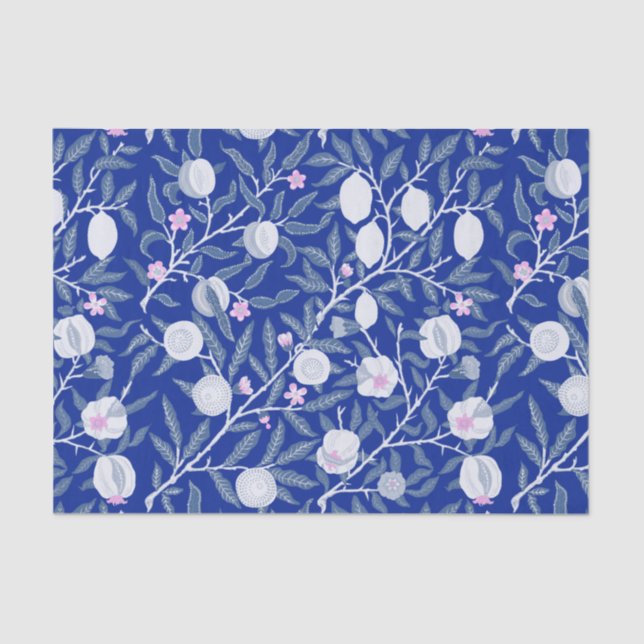 Elegant Fresh Blue Lemon vines pattern Tissue Paper (Front)