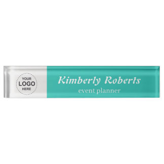 Elegant Fresh Turquoise with Custom Business Logo Nameplate