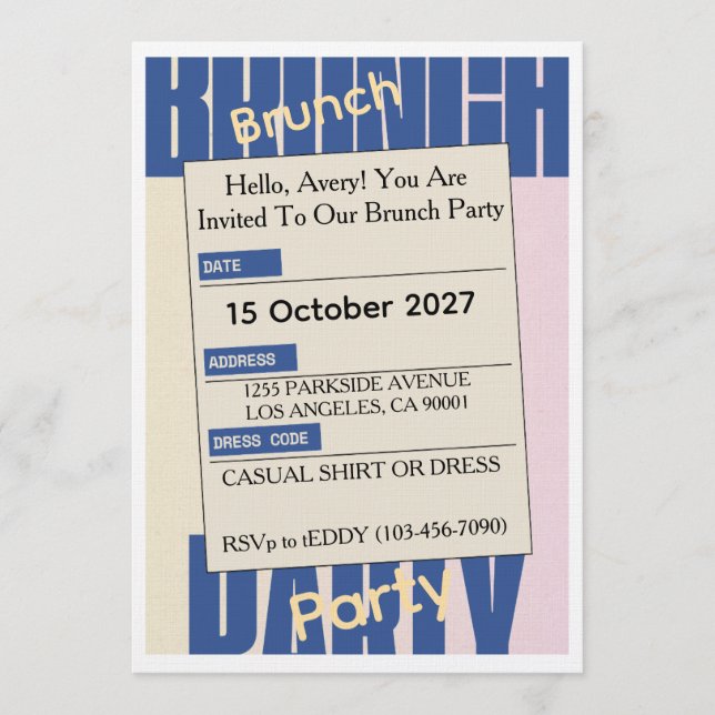 Elegant Friday Brunch Invitation – Modern  (Front)