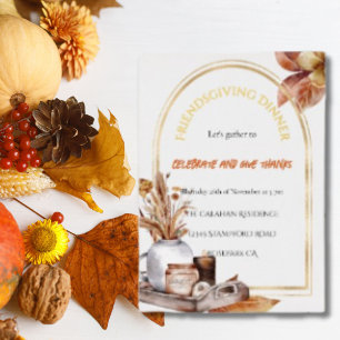 Elegant Friendsgiving Dinner Harvest Design Gold