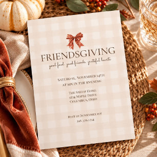 Elegant Friendsgiving Invitation Terracotta Bow