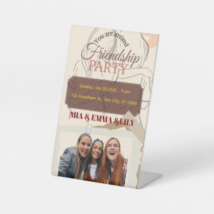 Elegant Friendship Party Celebration with Photo Pedestal Sign