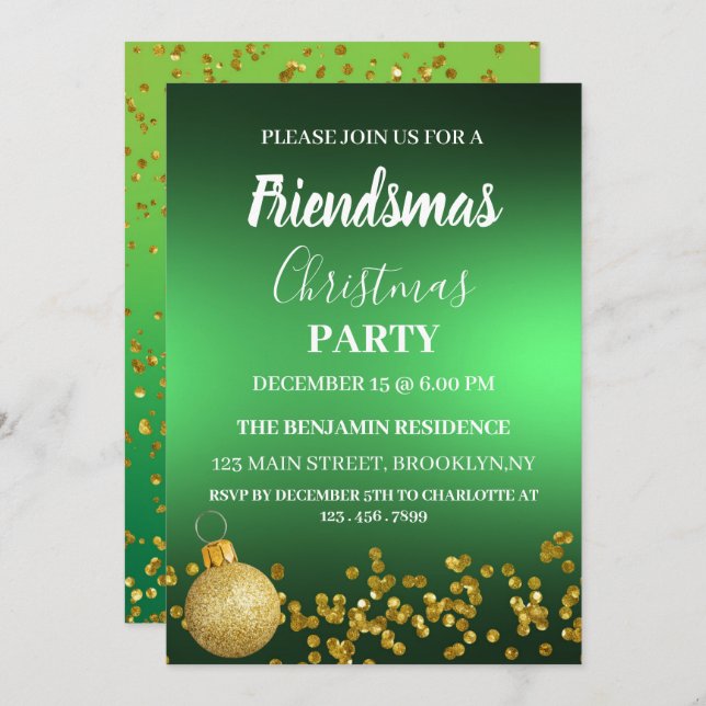 Elegant Friendsmas Christmas Party   Invitation (Front/Back)