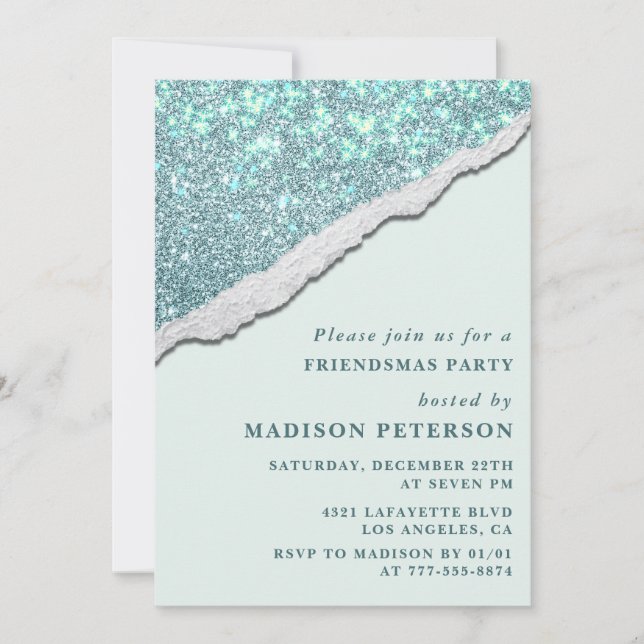 Elegant Friendsmas invitations Glam Glitter (Front)