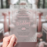 Elegant Frilly Silver & Pink Calligraphy Wedding