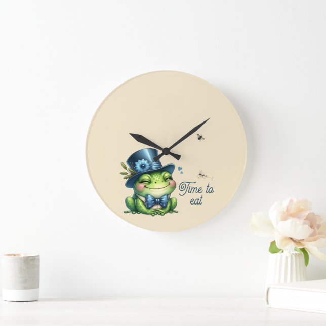 Elegant Frog- Time to eat Large Clock (Home)