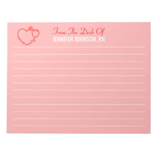 Elegant From The Desk Of Nurse Stethoscope Name Notepad