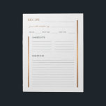 Elegant from the kitchen of blank recipe sheet notepad<br><div class="desc">Classy luxury blank recipe template for kitchen recipes organiser file or binder.            Suitable for a professional chef or cook,  restaurant,  bakery,  pastry,  coffee shop,  catering,  a cooking lover,  or a family cookbook.</div>