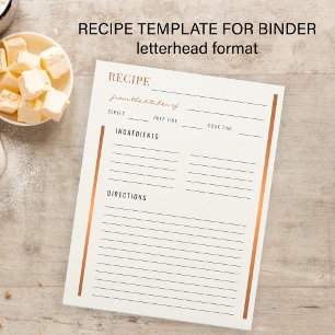 Elegant from the kitchen of gold cook blank recipe custom letterhead