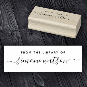 Elegant From The Library Of Custom Name Script Rubber Stamp