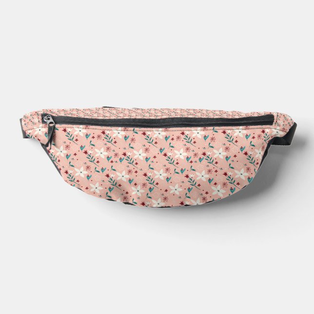 Elegant  Froral  Pink  Bum Bags (Lay Down)