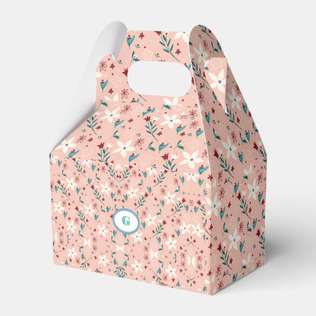 Elegant  froral  Pink   Favour Box (Front Side)