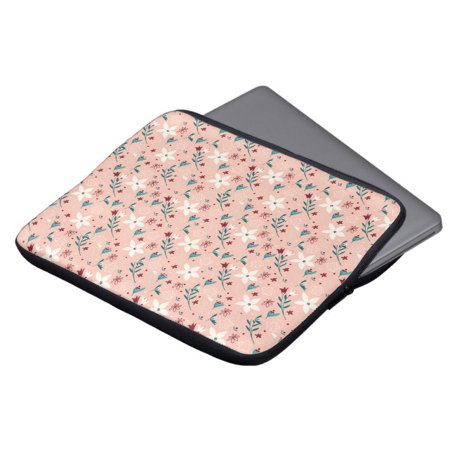 Elegant  froral  Pink Laptop Sleeve (Front Top)