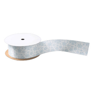 Elegant Frost Blue Snowflake (White) Satin Ribbon