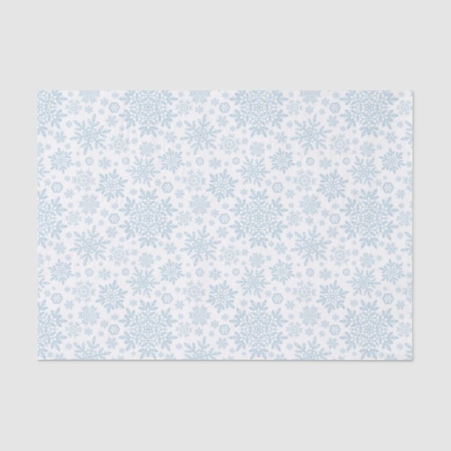 Elegant Frost Blue Snowflake (White) Tissue Paper (Front)